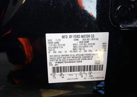 2022 Ford Explorer Xlt z USA, uszkodzony, nr VIN 1FMSK7DH4NGA13064